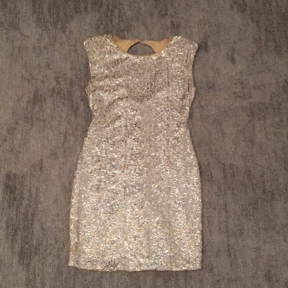 champagne sequin cocktail dress